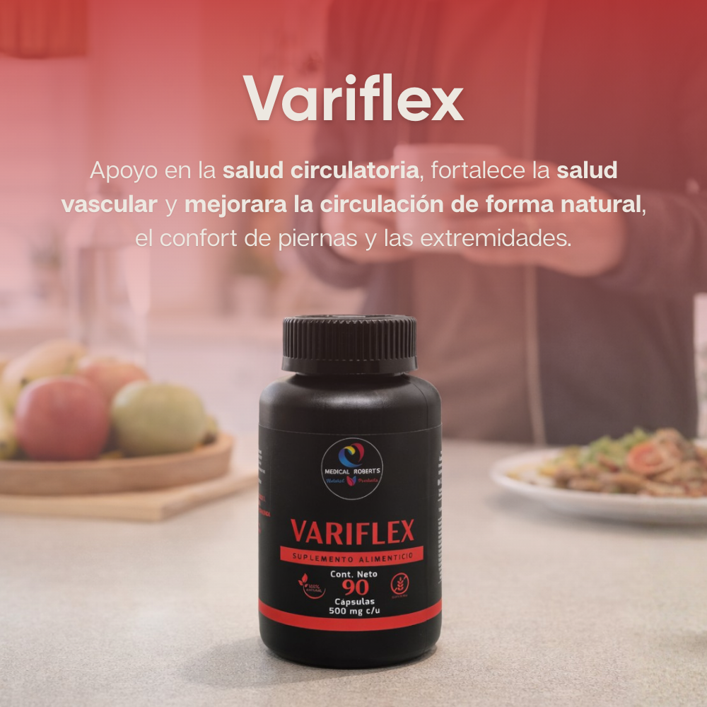 Variflex - Rusco, Vitis Vinifera, Escoba de Bruja, Toronjil - 90 Cápsulas de 500 mg