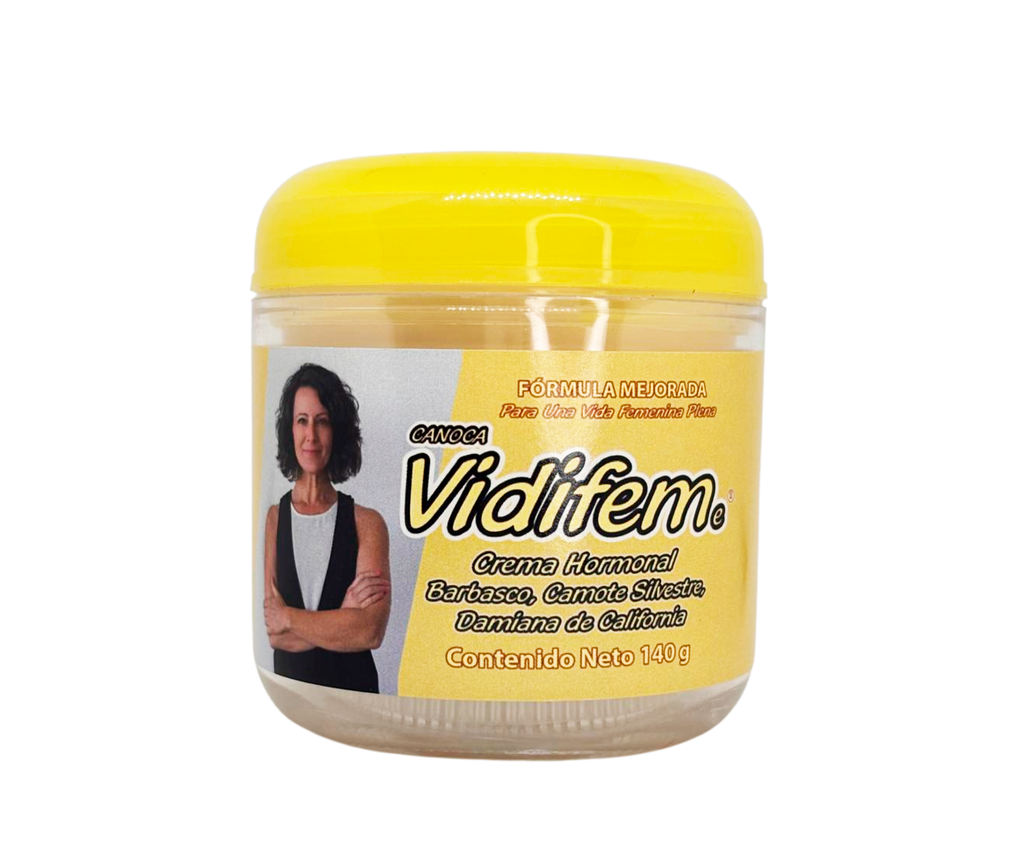 Vidifem - Crema con Barbasco, Camote Silvestre, Damiana de California, Aceite de Coco, Vitamina E - 140 gr