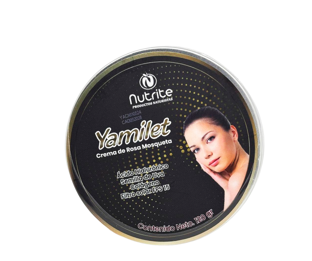 Yamilet - Crema con Rosa Mosqueta, Ácido Hialuronico, Semilla de Uva, Colágeno y FPS 15 - 120 g