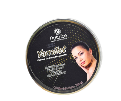 Yamilet - Crema con Rosa Mosqueta, Ácido Hialuronico, Semilla de Uva, Colágeno y FPS 15 - 120 g