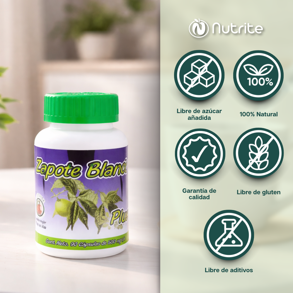 Zapote Blanco, Olivo, Alpiste, Muérdago, Espino Blanco, Ajo - 90 Cápsulas de 500 mg