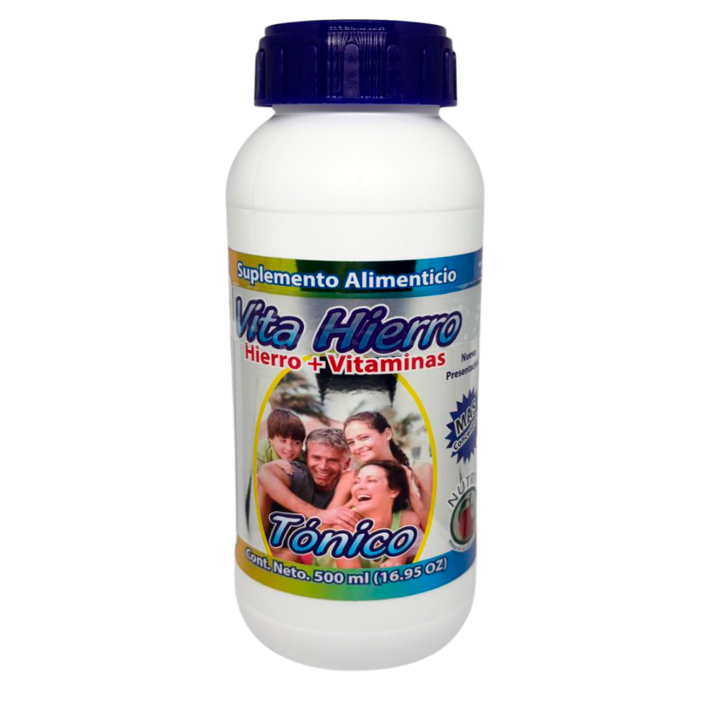Vita Hierro - Tónico con Peptonato de Hierro, L-lisina, Vitamina B1, B2, B6, B12, Jalea Real - 500 ml